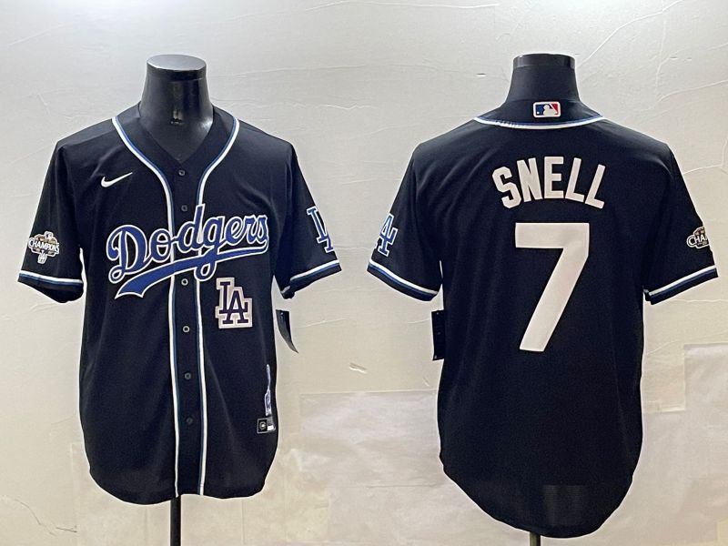 Men Los Angeles Dodgers #7 Snell Black Fashion Game 2025 Nike MLB Jersey style 3069->los angeles dodgers->MLB Jersey